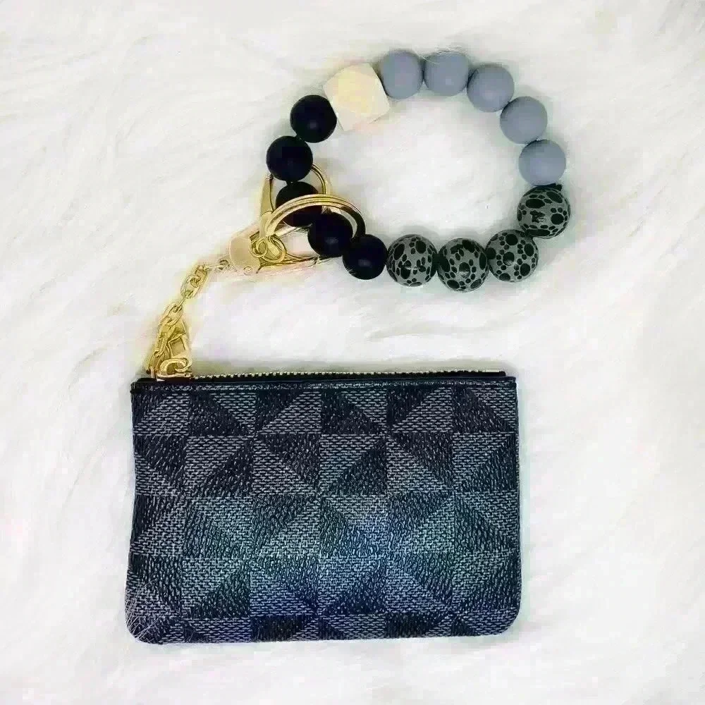 Lorraine Zippered Card Coin Case in Dark Gray